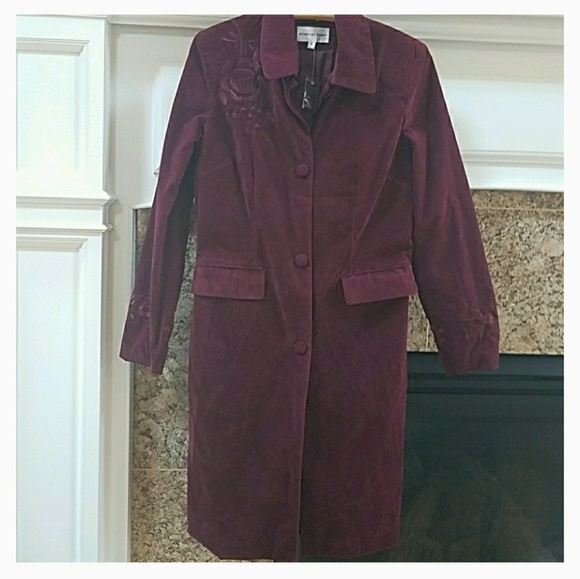 Newport News Jackets & Blazers - New Burgundy long jacket velvet